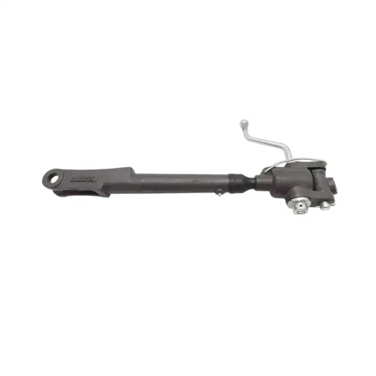 Dark metal long linkage arm with pivot bracket and curved support rod