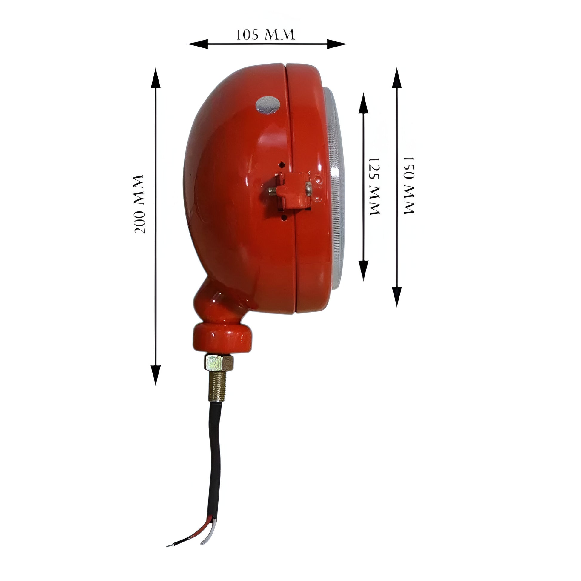 Aftermarket Massey Ferguson tractor headlights in red with clear lens for enhanced visibility