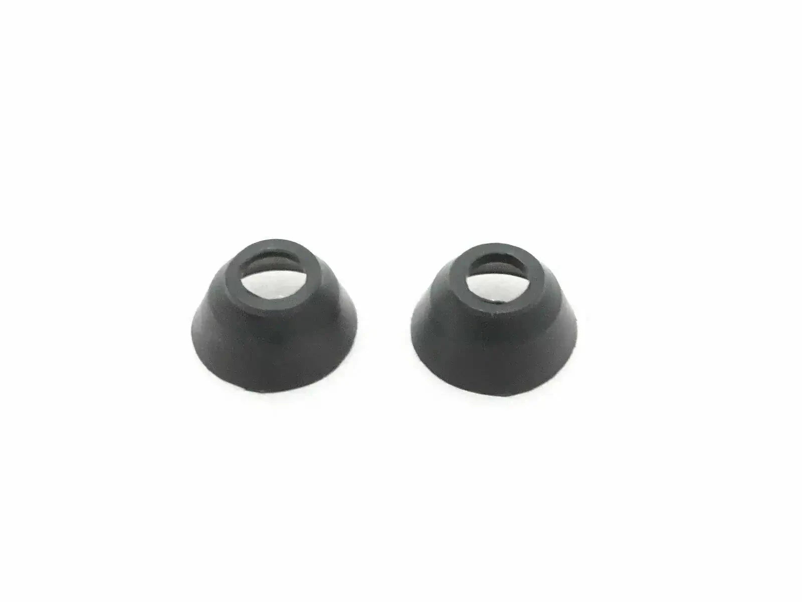Set of two black tie rod end boots with central round hole