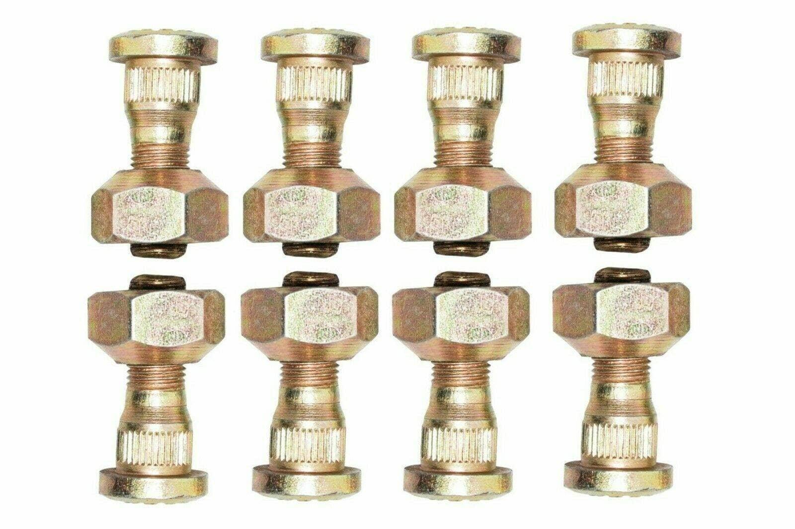 Set of 8 Massey Ferguson wheel bolts with nuts, durable steel for tractor wheel assembly