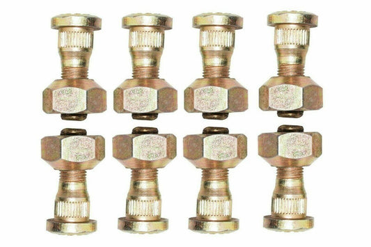 Set of 8 Massey Ferguson wheel bolts with nuts, durable steel for tractor wheel assembly
