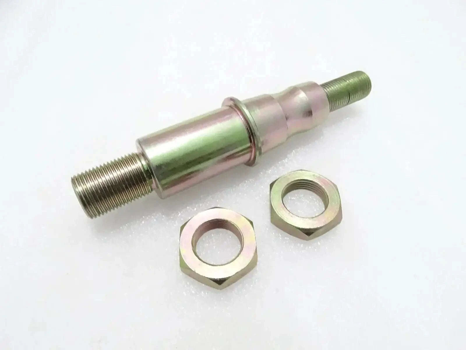 Massey Ferguson lift arm mounting pin with green threaded rod and two hex nuts