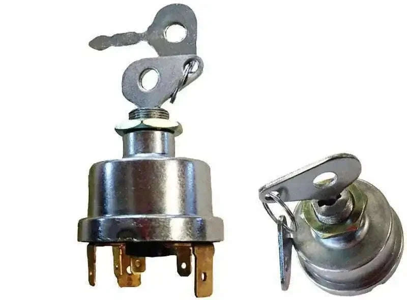Ignition switch with metal key cylinder and two electrical terminals