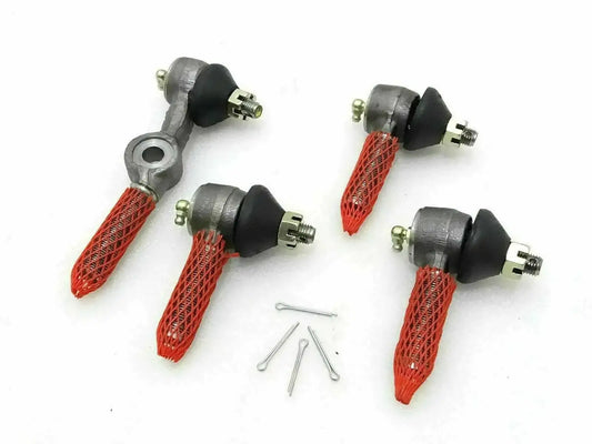 Steering tie rod end kit (4) with red mesh boots and metal hardware