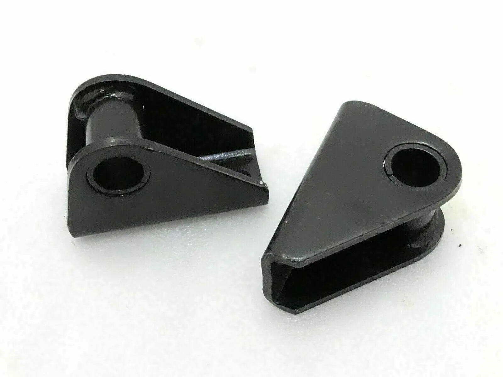 Suspension shackle bracket, dark gray metal with two bolt holes