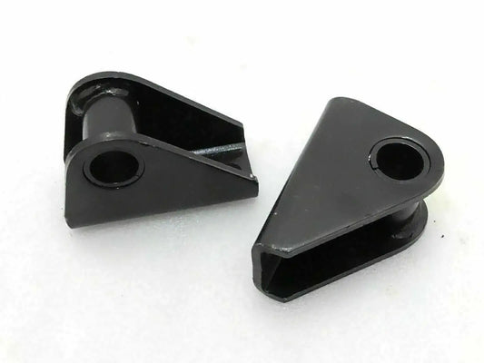 Suspension shackle bracket, dark gray metal with two bolt holes