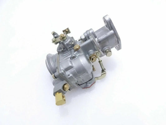 Metal carburetor assembly with brass fittings and throttle linkage