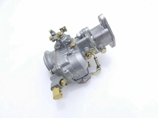 Metal carburetor assembly with brass fittings and throttle linkage