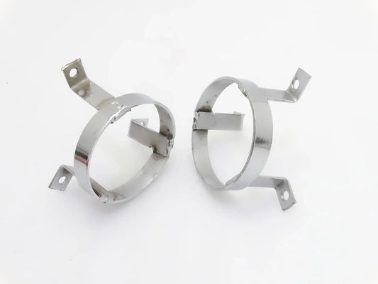 Pair of chrome parking light grill protectors with mounting brackets