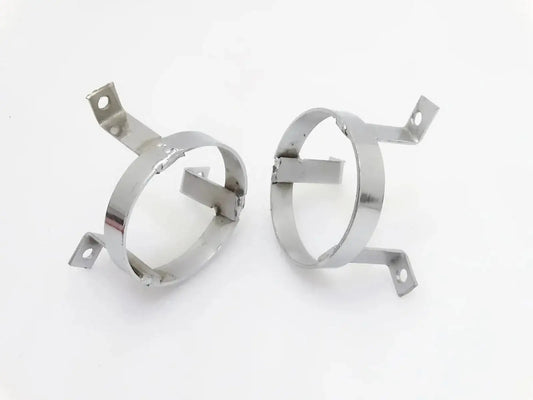 Pair of chrome parking light grill protectors with mounting brackets
