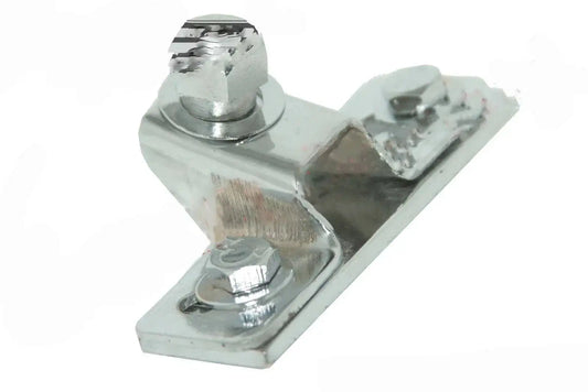 Metal windshield pivot bracket and plate with bolts, polished finish