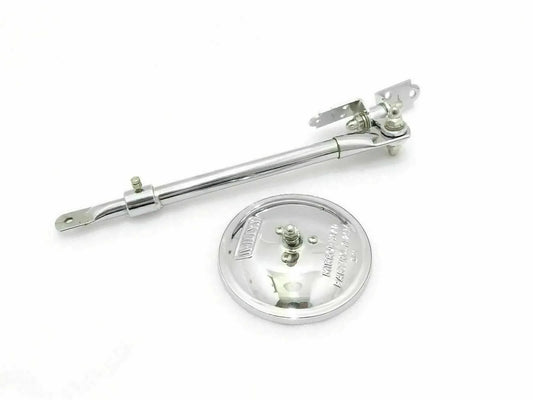 Chrome round mirror with adjustable arm and mounting bracket