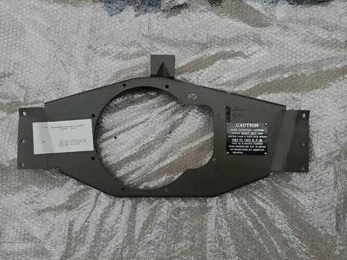 Black steel winch mounting plate with circular cutout and two side tabs