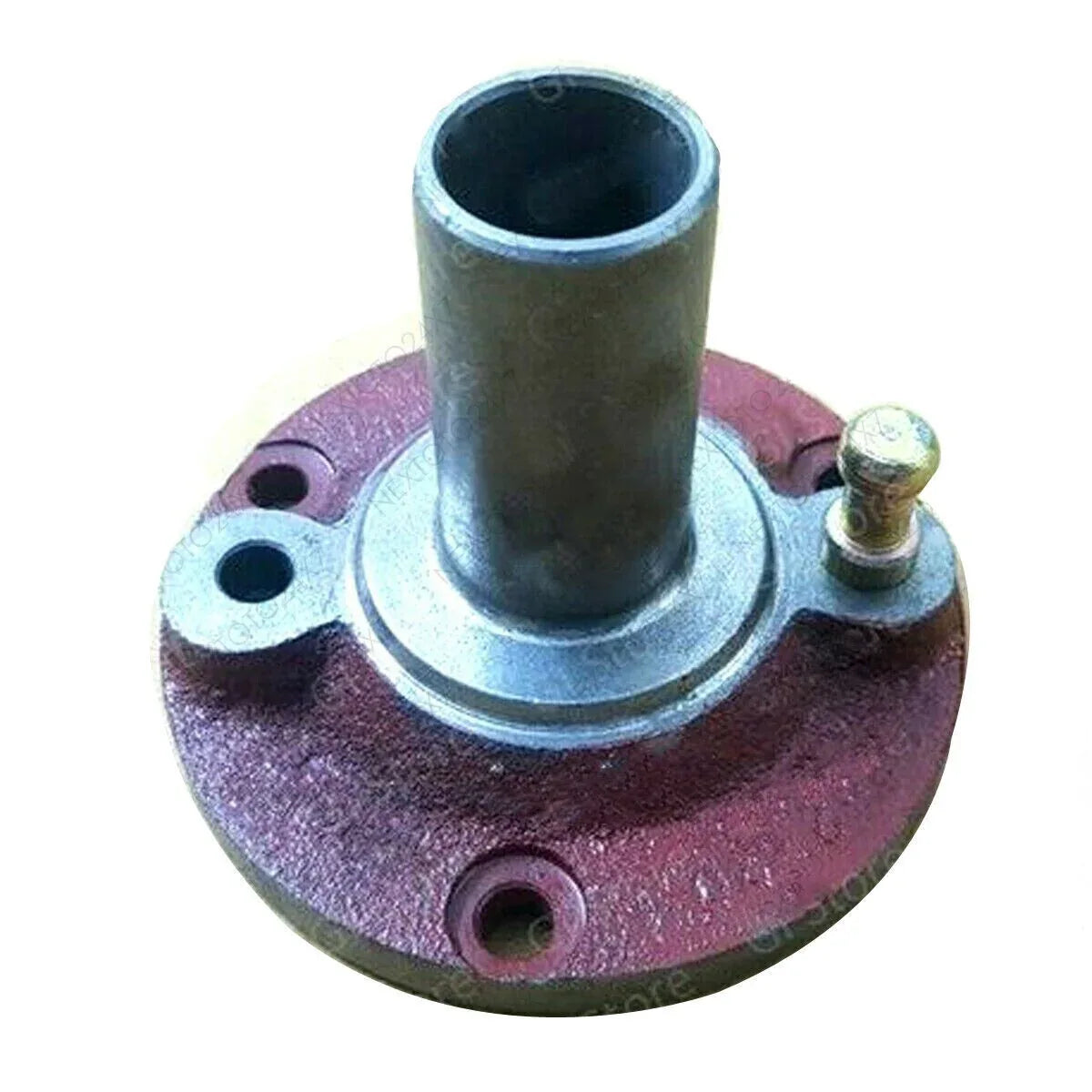 Transmission front bearing retainer cap, metal flange with center tube and bolt holes