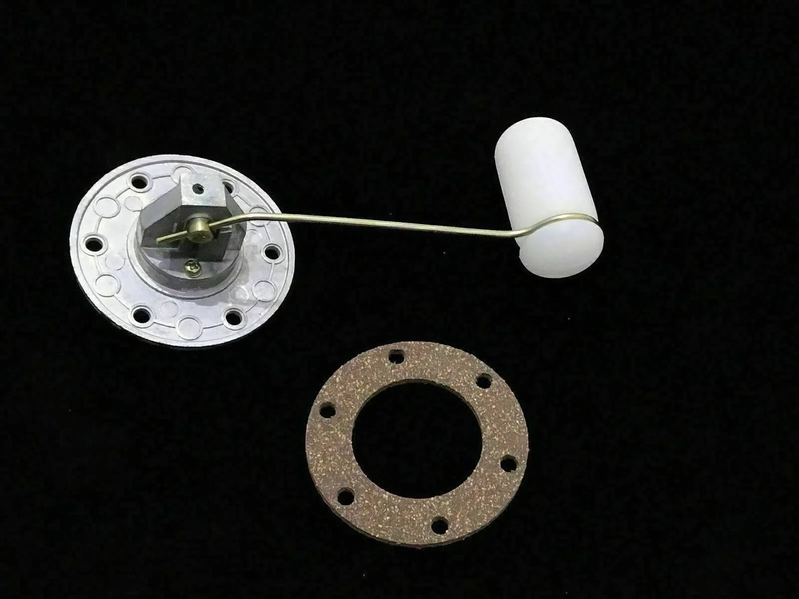 Fuel tank sensor sending unit with white float and round gasket