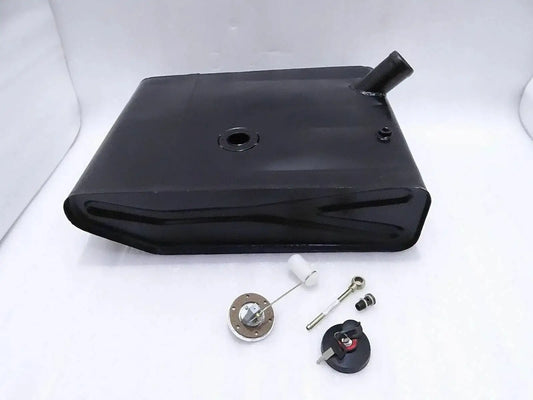 Black fuel tank tap and fuel sensor kit with sender cap and mounting parts