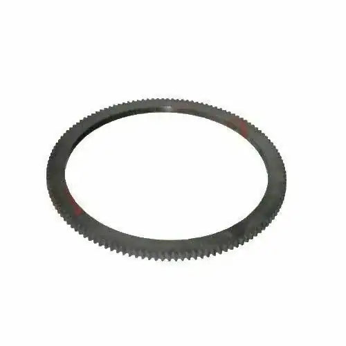 129-tooth flywheel ring gear, dark metal ring with evenly spaced gear teeth