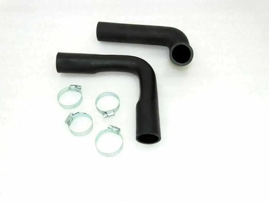 Black radiator hose set with metal fixing clamps
