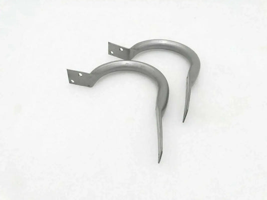 Rear body lifting grip handle set with two curved metal handles and mounting tabs