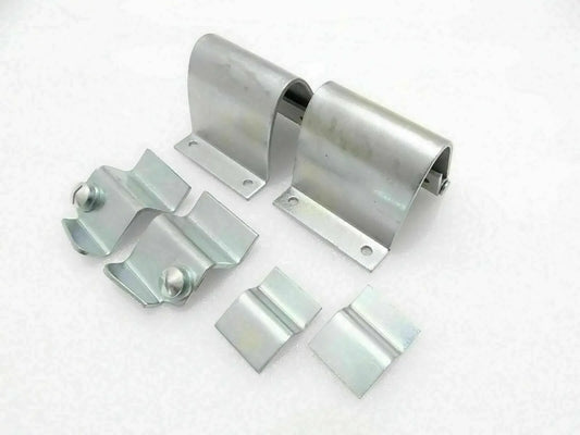 Willys Jeep windshield frame hinge set, metal brackets and hinge pieces, silver