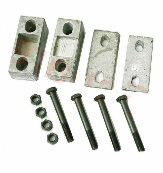 Metal engine rear support cross member wedge brackets with bolts and nuts