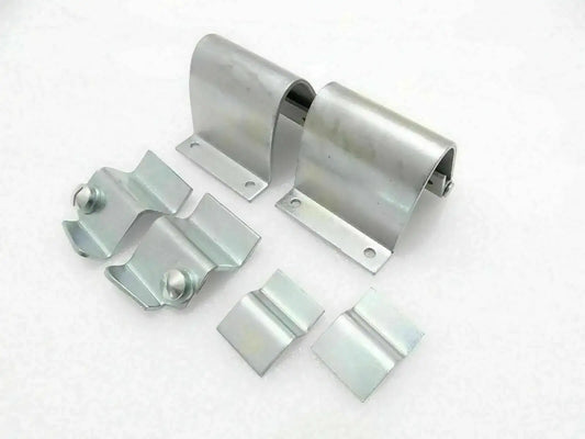Windshield frame hinge set with brackets, silver metal