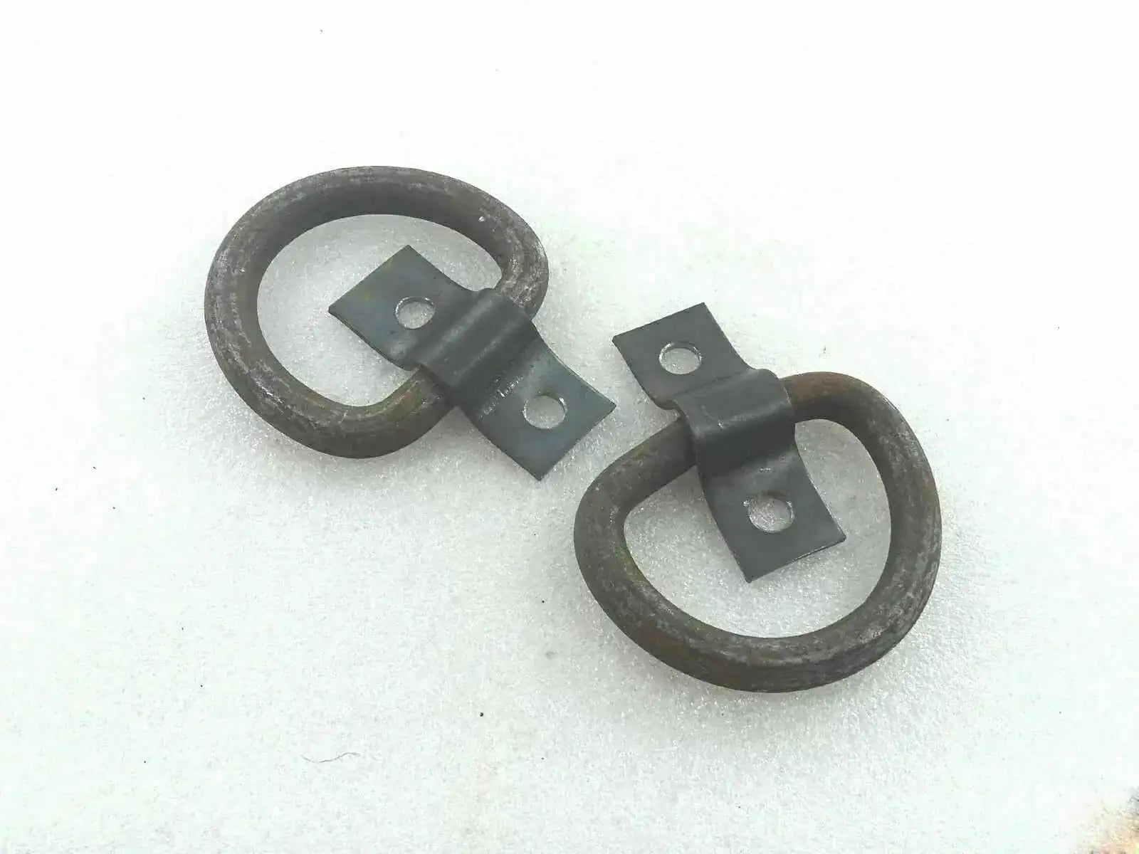Metal bumper pulling hook bracket with two circular towing rings and mounting plates