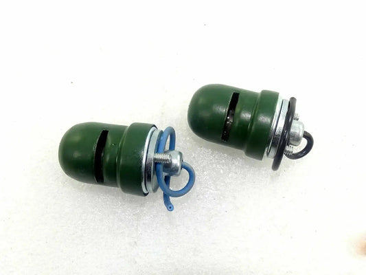 Pair of green dashboard map reading lights with metal mounts and blue clips
