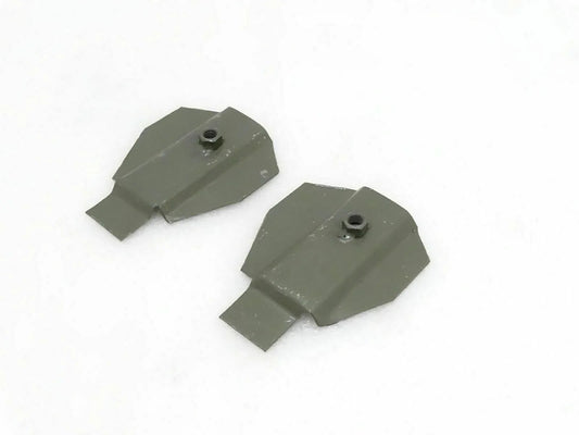 Metal door lever fixing brackets, olive green, with mounting holes