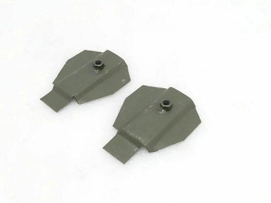 Metal door lever fixing brackets, olive green, with mounting holes