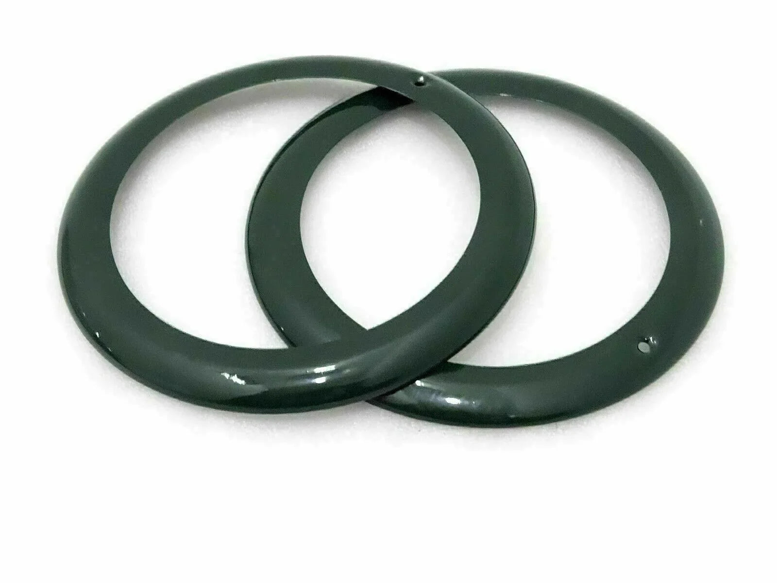 Pair of dark green exterior headlight rim rings