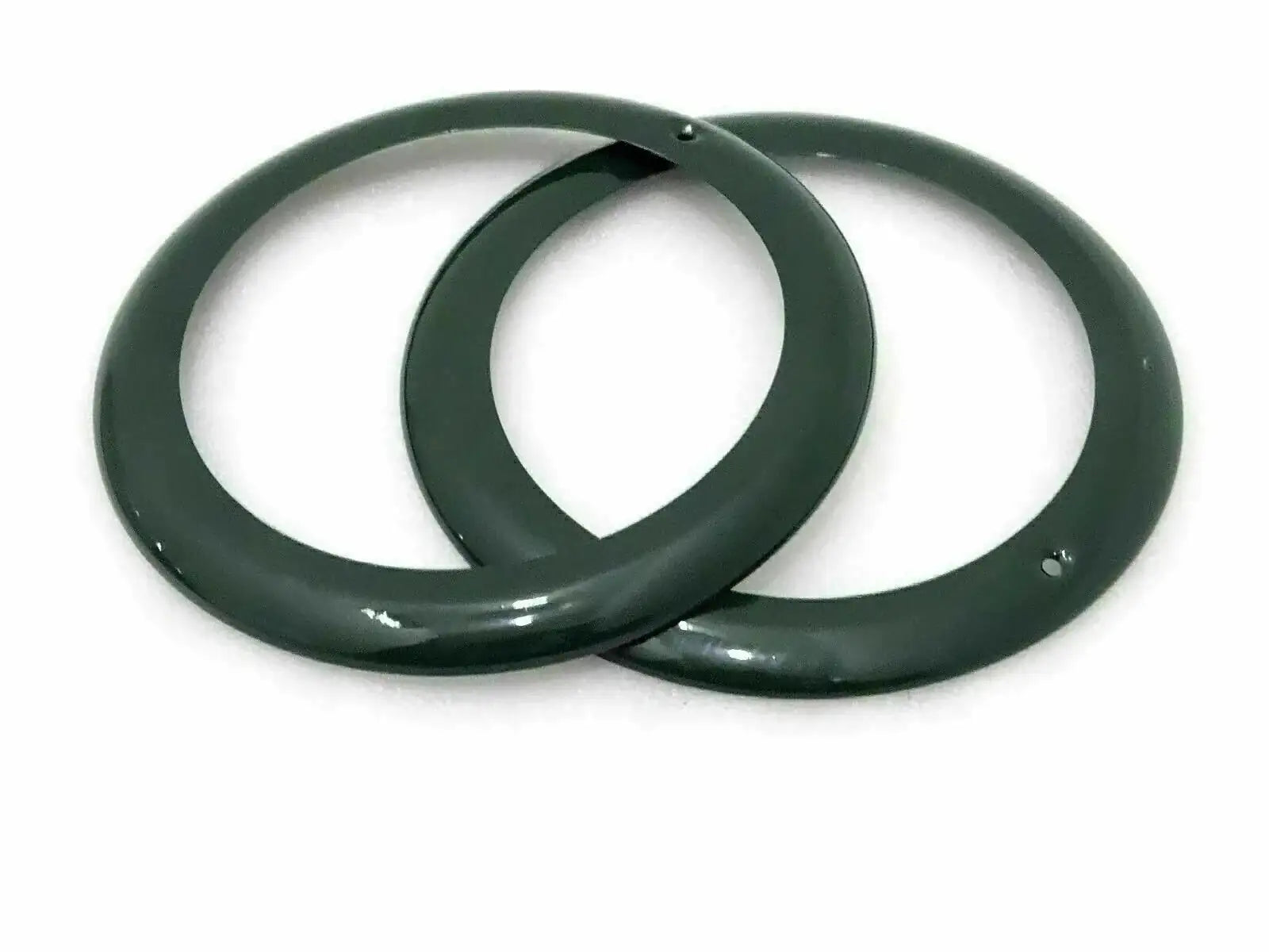 Pair of dark green exterior headlight rim rings