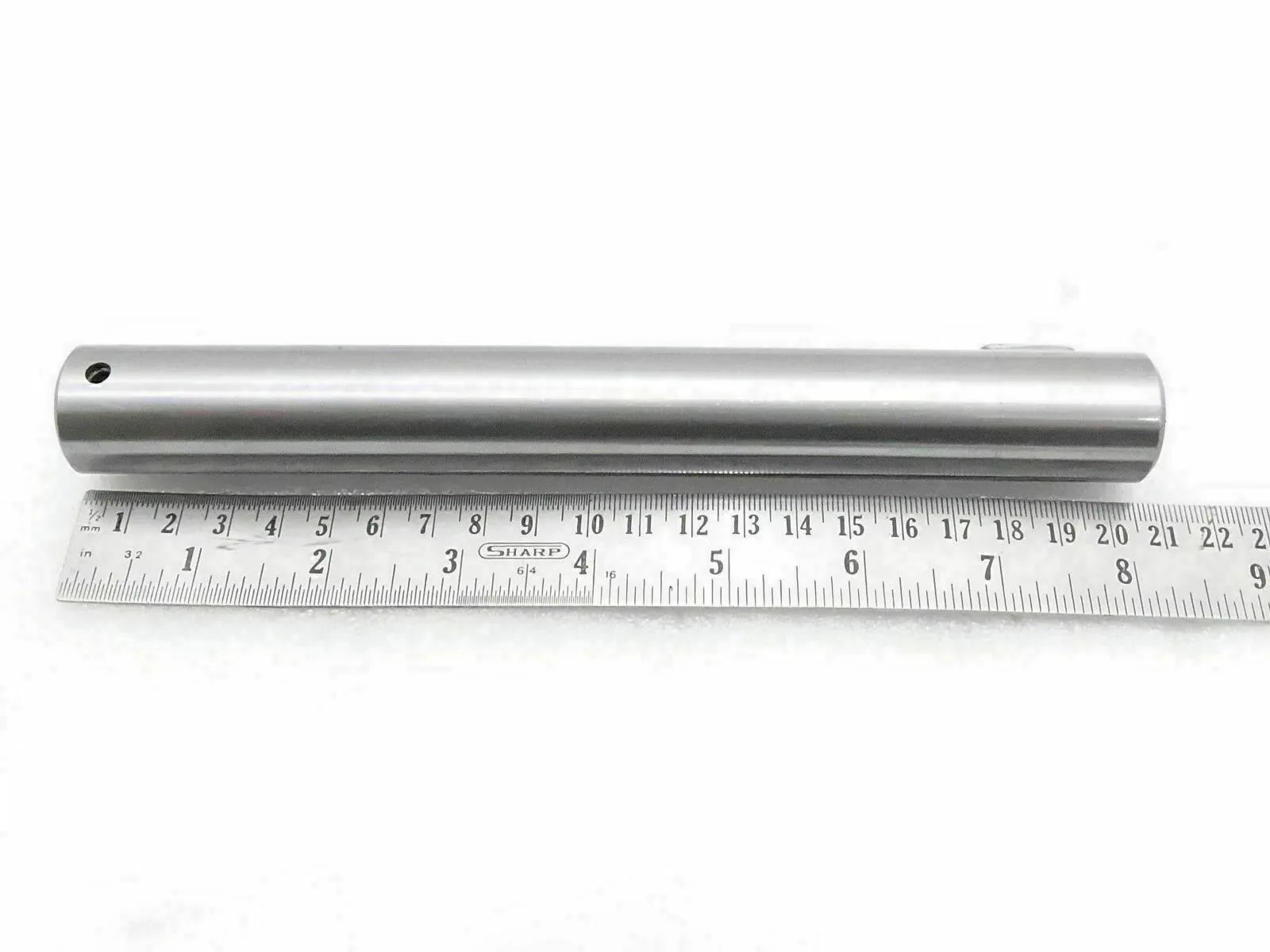 Brake and clutch pedal cross shaft, silver metal cylindrical rod with end hole