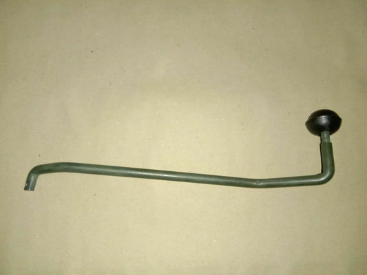 Metal shift rod with curved handle and round knob, green finish
