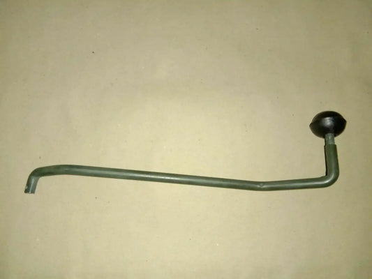 Metal shift rod with curved handle and round knob, green finish