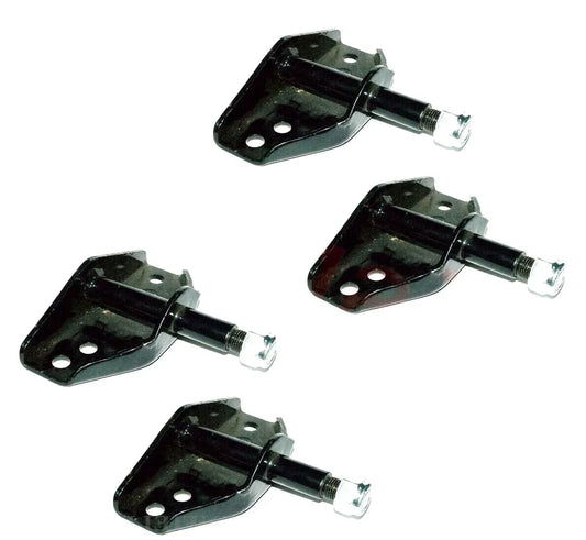 Metal shocker mount bracket kit, four black brackets with bolt studs