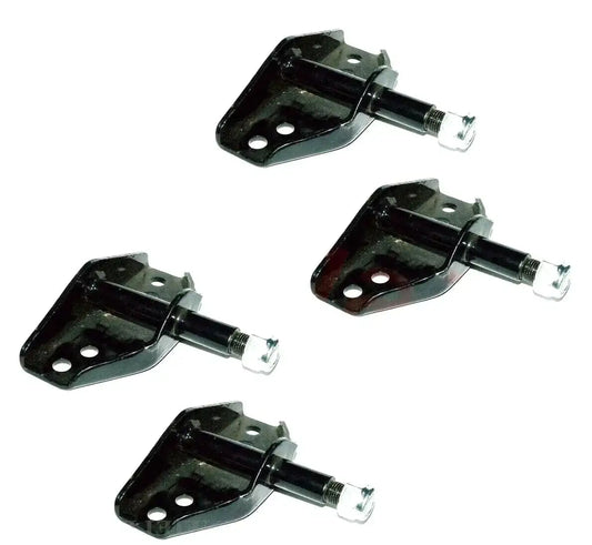 Metal shocker mount bracket kit, four black brackets with bolt studs