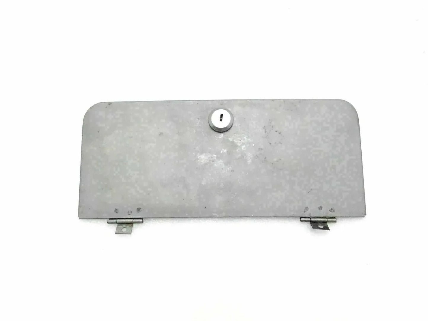 Front windshield vent door with lock, gray metal panel with latch