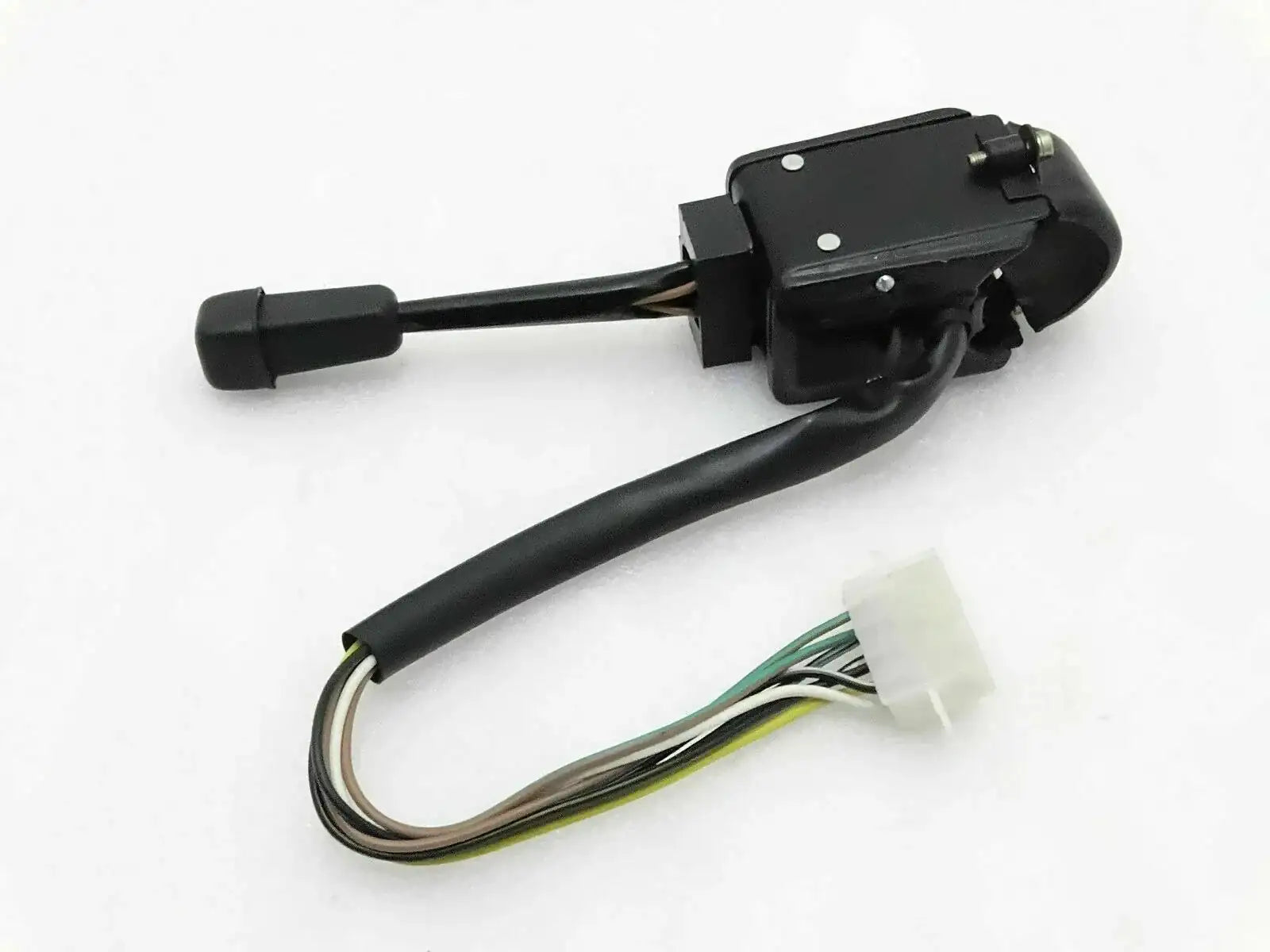 Black indicator combination switch with wiring harness and white electrical connector