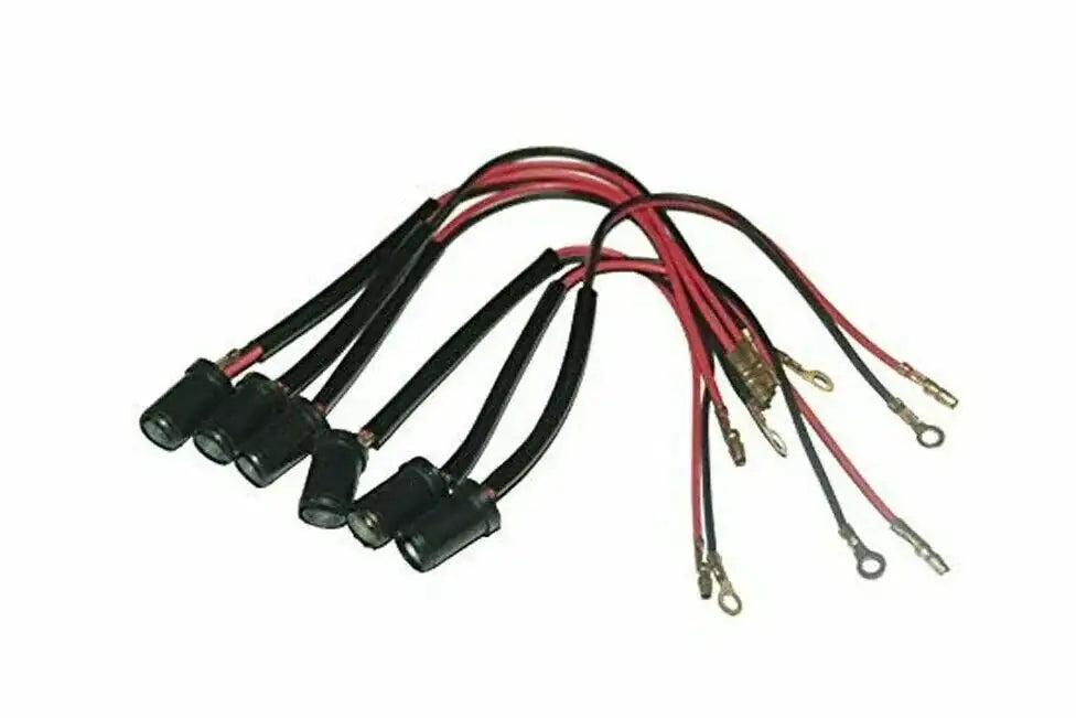 Lamp bulb holder socket wire harness with black sockets and red/black wires