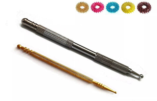 Sujok Acupressure Metal Probe Slim 5 in 1 Jimmys 2 TypesFree 5 Rings - StellerGear