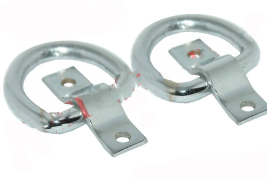 Chrome front bumper towing hook brackets, pair with mounting plates