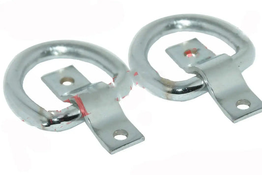 Chrome front bumper towing hook brackets, pair with mounting plates