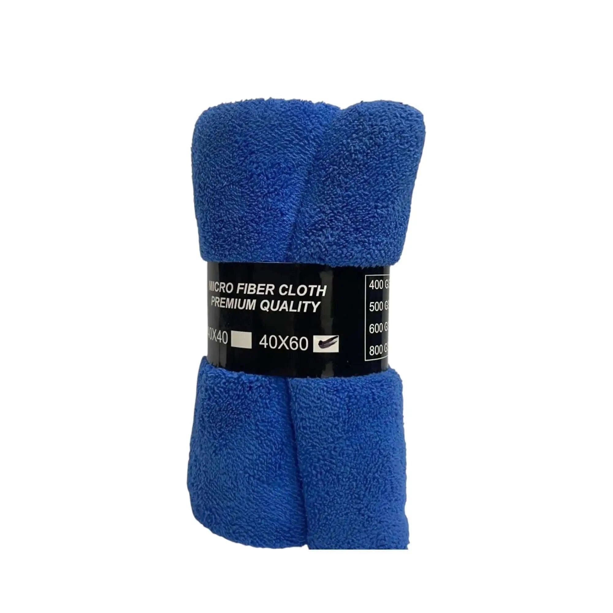 Blue microfiber towel, premium quality, 40x60 cm, ideal for cleaning and drying vehicles
