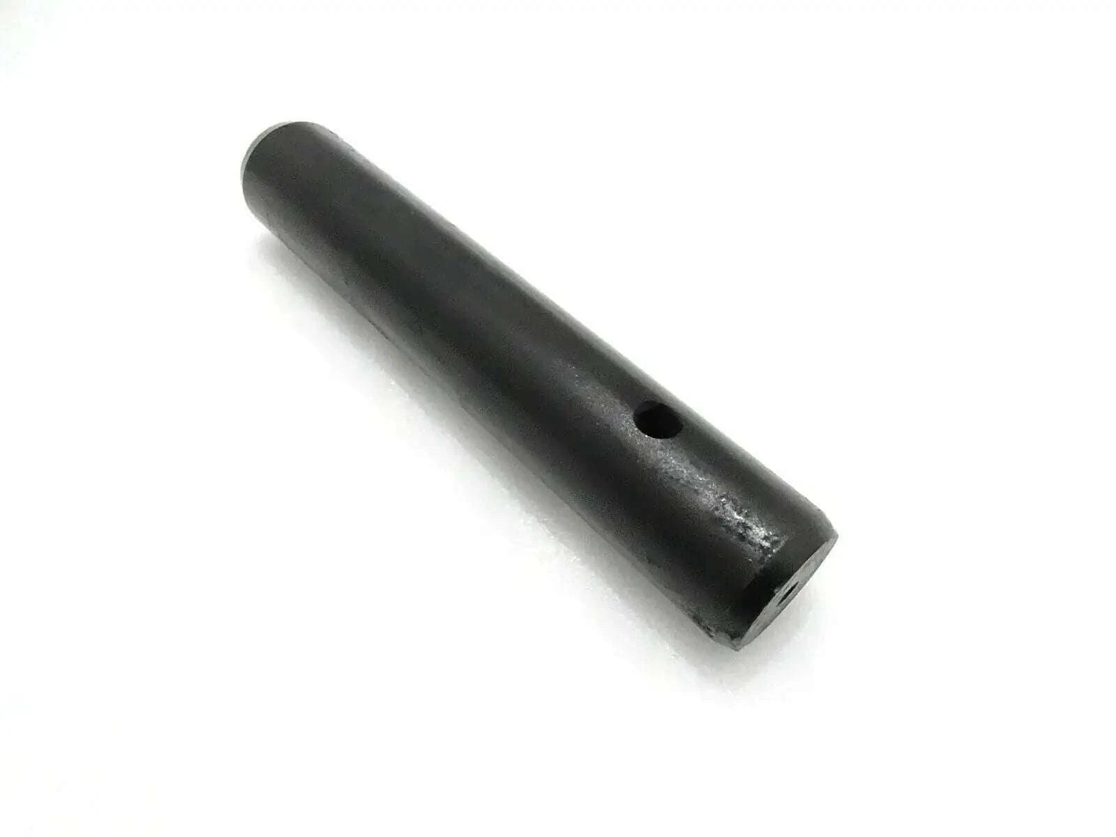 Mini digger pin, black cylindrical metal pin with side hole