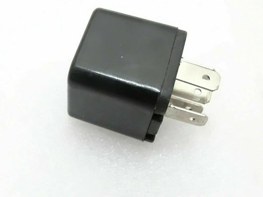 Mini relay switch with black housing and three metal electrical terminals