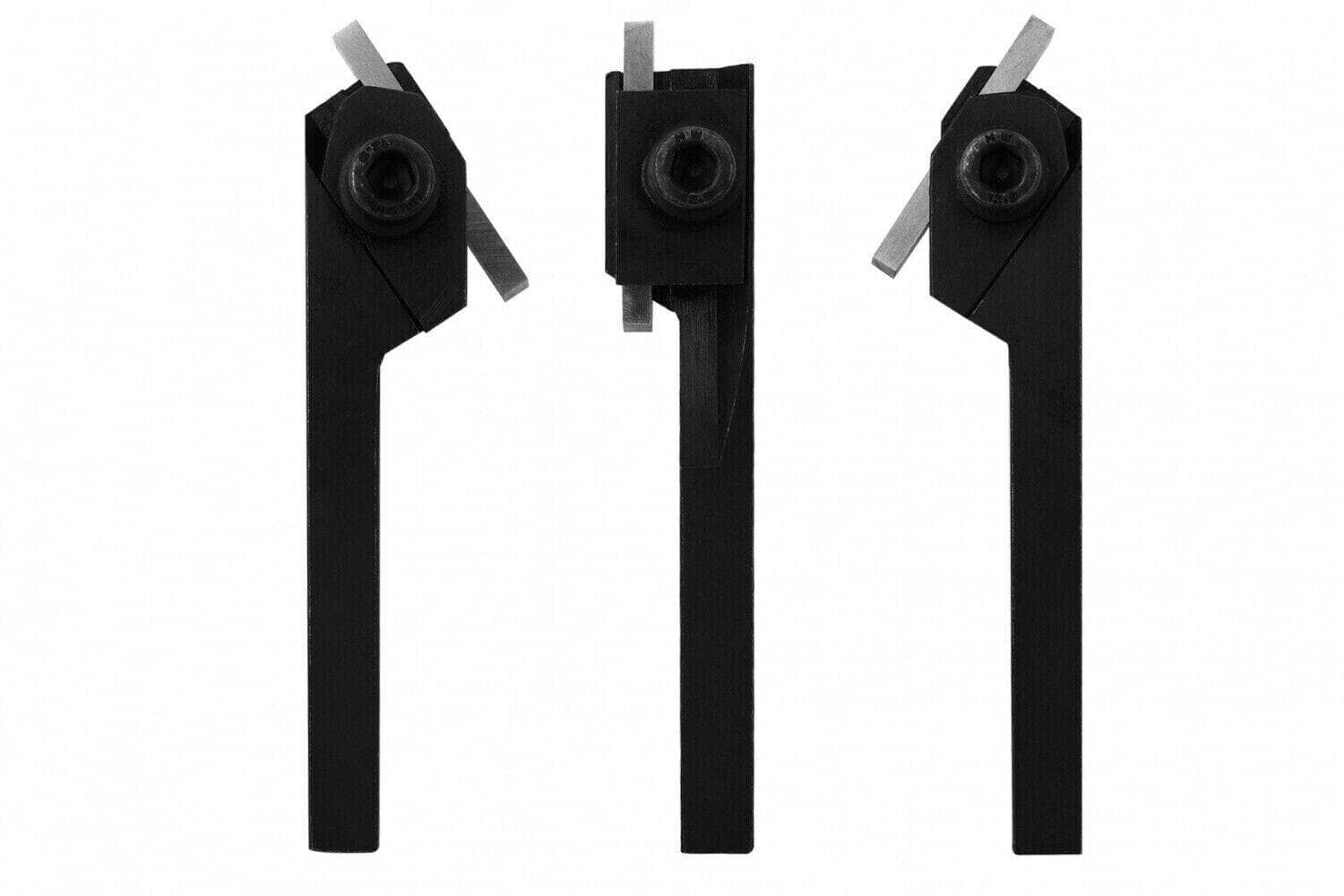 Mini lathe parting tool holder set with three adjustable blades for precision cutting