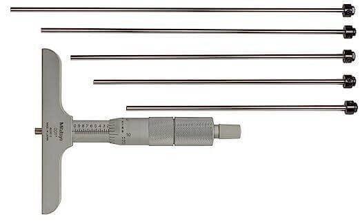 Mitutoyo 129-132, 0 - 6" X .001" Depth Micrometer, 4" Base - StellerGear