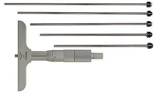 Mitutoyo 129-132, 0 - 6" X .001" Depth Micrometer, 4" Base - StellerGear