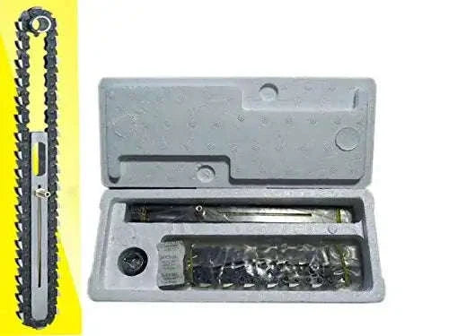 Metal mortising chain set with sprocket and link chain in storage case